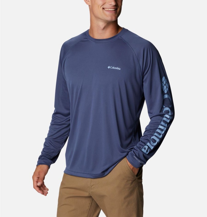 Columbia Fork Stream Long Sleeve Men's T-Shirt Blue | ZDENJA-028