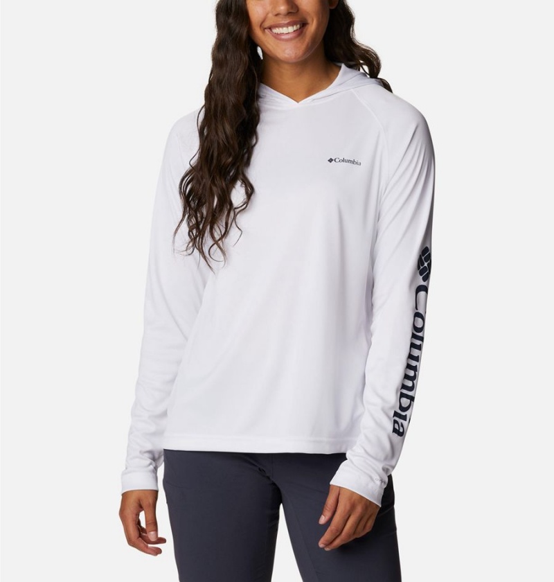 Columbia Fork Stream Long Sleeve Women\'s Hoodie White | CKXDTM-580