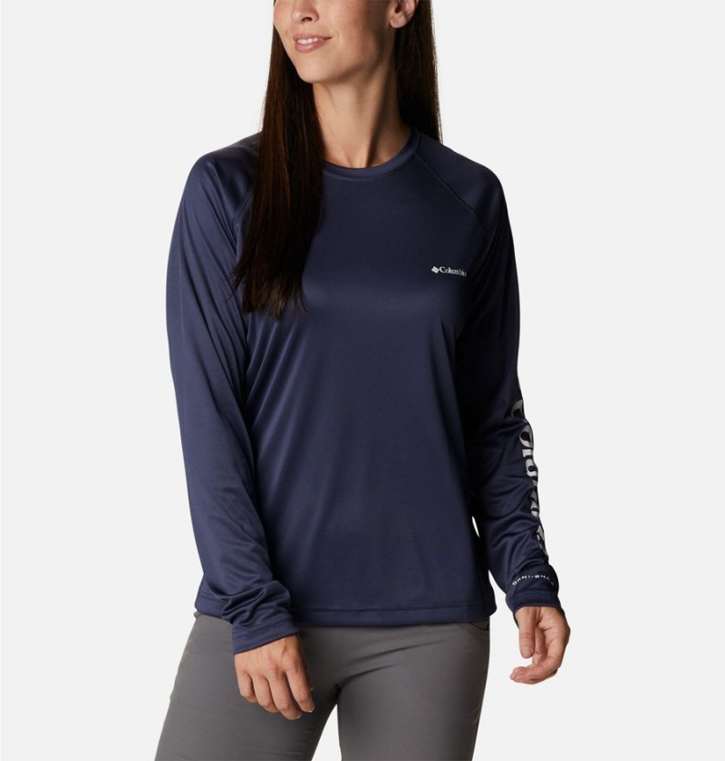 Columbia Fork Stream Long Sleeve Women's T-Shirt Navy | WMXKRN-530