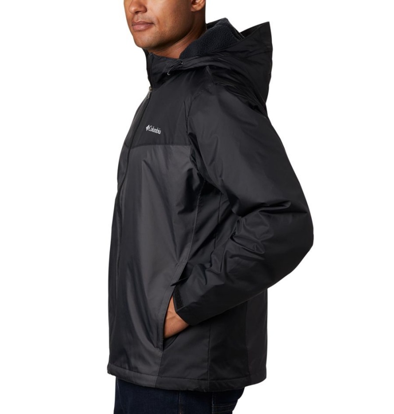 Columbia Glennaker Sherpa Lined Men's Rain Jacket Black | FPWUOC-526