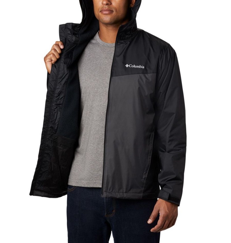 Columbia Glennaker Sherpa Lined Men's Rain Jacket Black | FPWUOC-526