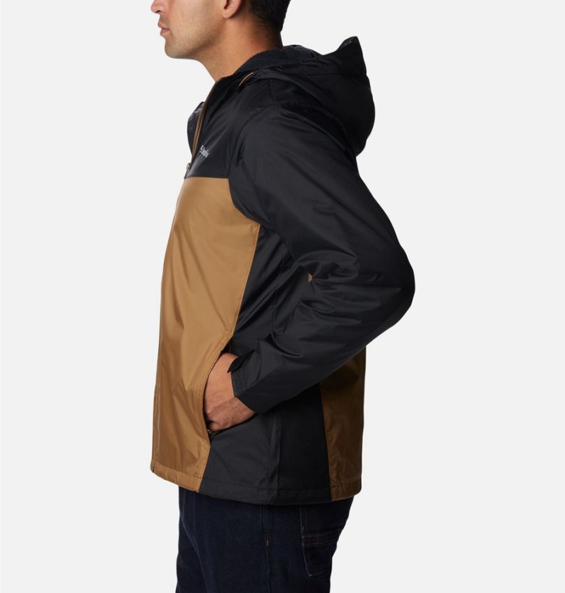Columbia Glennaker Sherpa Lined Men's Rain Jacket Brown | MBULDO-795