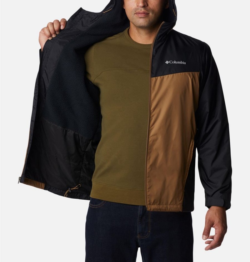 Columbia Glennaker Sherpa Lined Men's Rain Jacket Brown | MBULDO-795