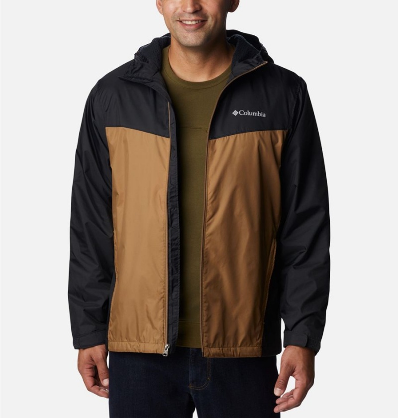 Columbia Glennaker Sherpa Lined Men's Rain Jacket Brown | MBULDO-795