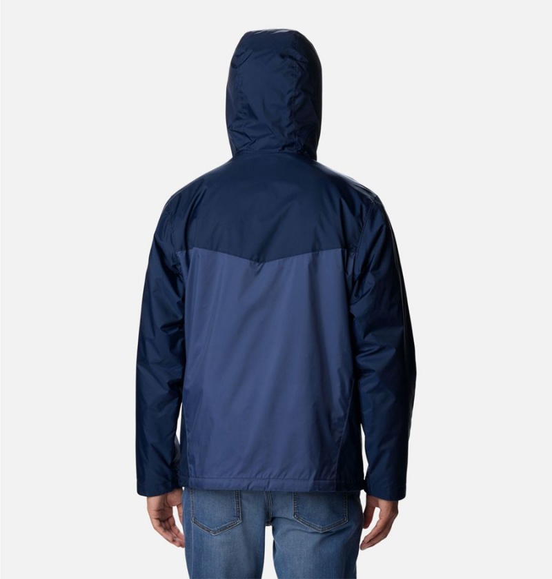 Columbia Glennaker Sherpa Lined Men's Rain Jacket Navy | LIFMSU-956