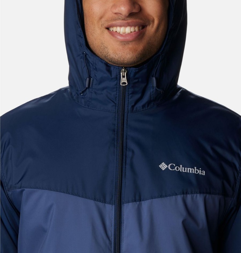 Columbia Glennaker Sherpa Lined Men's Rain Jacket Navy | LIFMSU-956