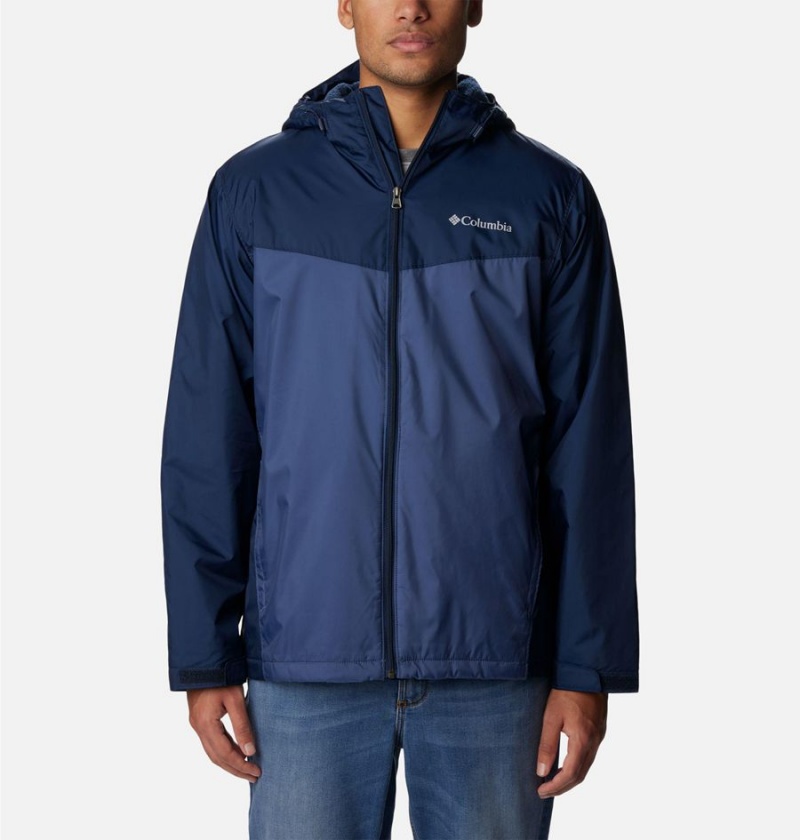 Columbia Glennaker Sherpa Lined Men\'s Rain Jacket Navy | LIFMSU-956
