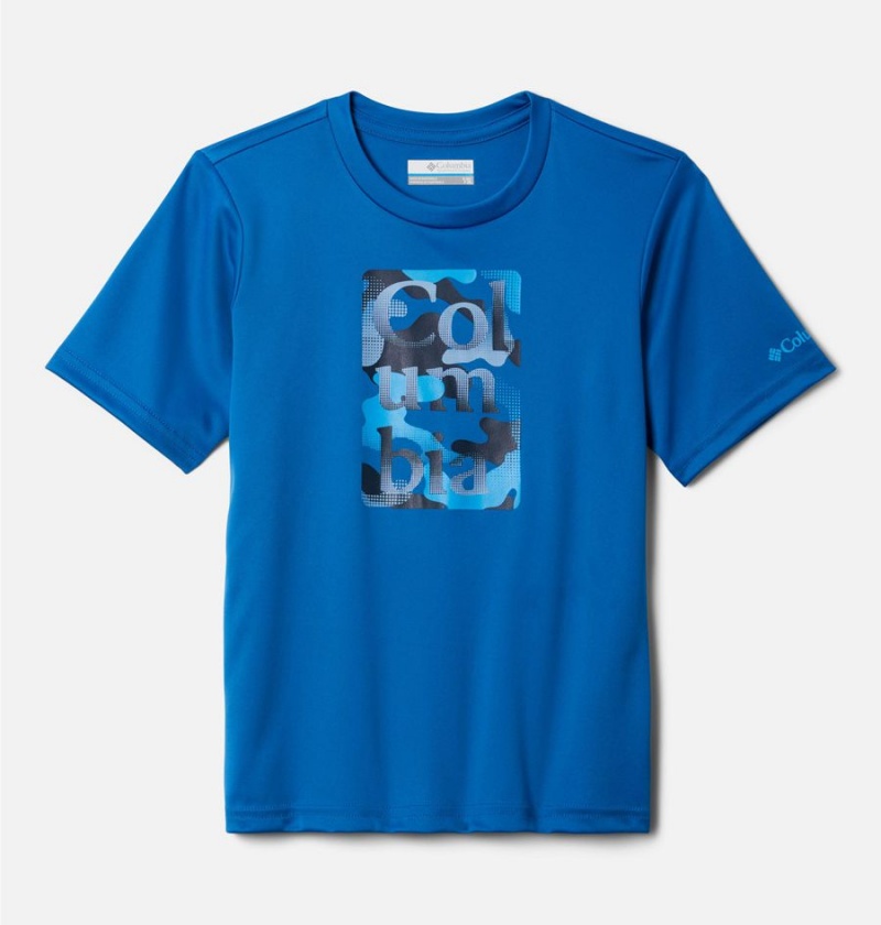 Columbia Grizzly Ridge Short Sleeve Graphic Kids\' T-Shirt Blue | BTIXOW-163