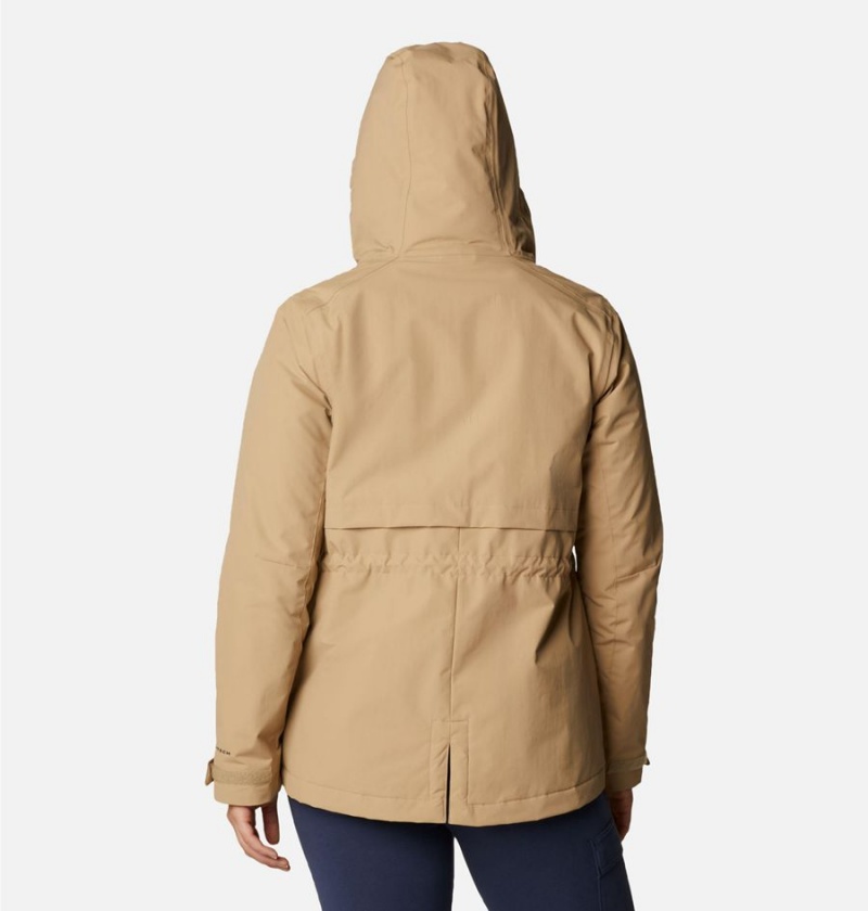 Columbia Hadley Trail Women's Rain Jacket Khaki | YEKHTV-562