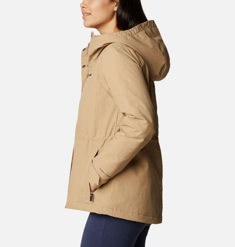 Columbia Hadley Trail Women's Rain Jacket Khaki | YEKHTV-562