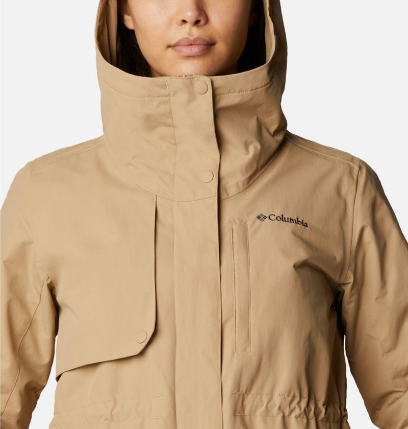 Columbia Hadley Trail Women's Rain Jacket Khaki | YEKHTV-562