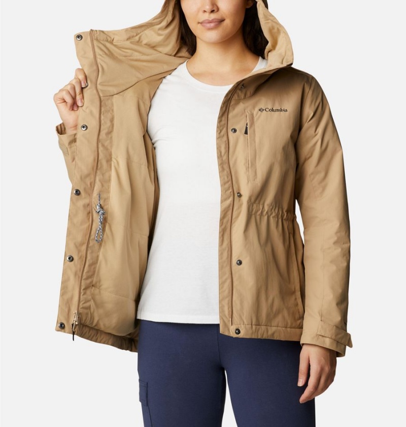 Columbia Hadley Trail Women's Rain Jacket Khaki | YEKHTV-562
