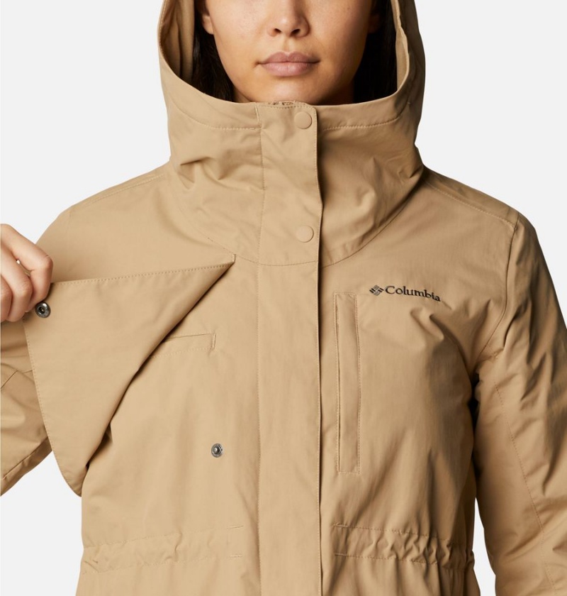 Columbia Hadley Trail Women's Rain Jacket Khaki | YEKHTV-562