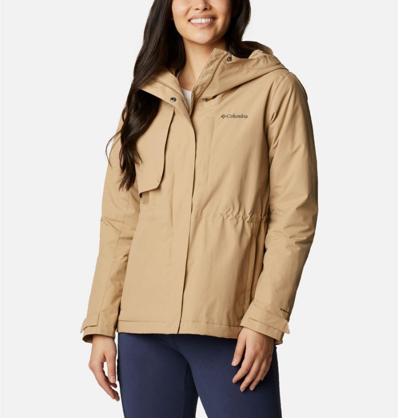 Columbia Hadley Trail Women\'s Rain Jacket Khaki | YEKHTV-562