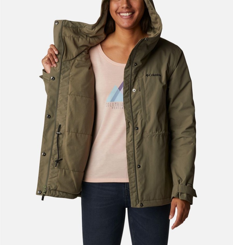 Columbia Hadley Trail Women's Rain Jacket Green | GFDCRT-380