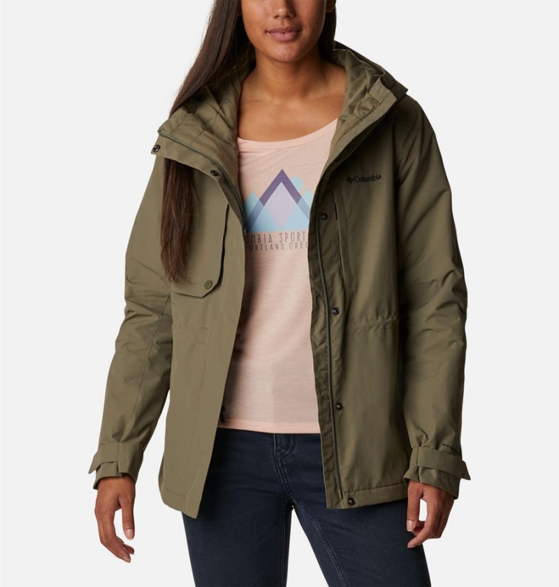 Columbia Hadley Trail Women's Rain Jacket Green | GFDCRT-380