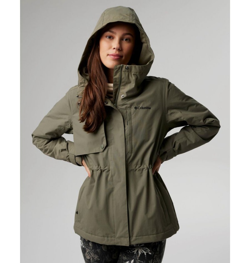 Columbia Hadley Trail Women's Rain Jacket Green | GFDCRT-380