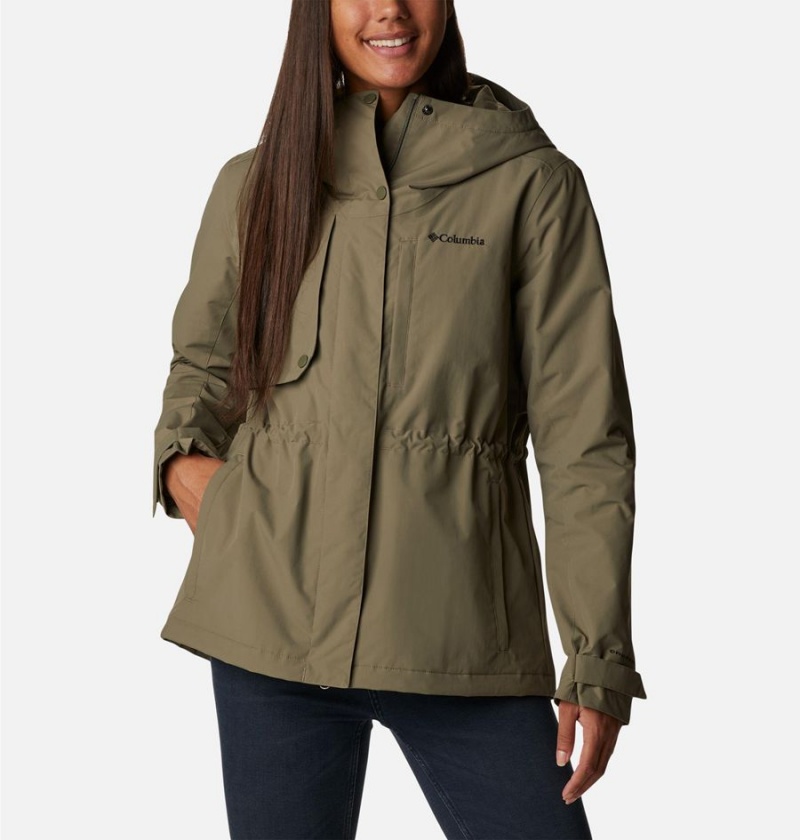 Columbia Hadley Trail Women\'s Rain Jacket Green | GFDCRT-380