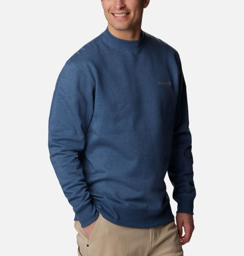 Columbia Hart Mountain II Crew Men's Sweatshirt Blue | RQGZYW-920