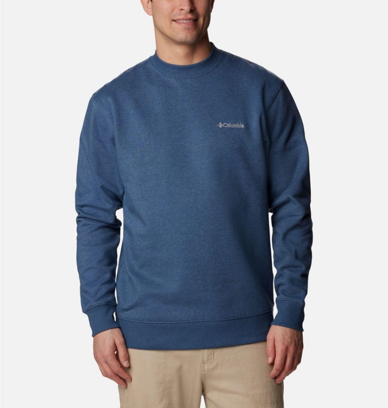 Columbia Hart Mountain II Crew Men\'s Sweatshirt Blue | RQGZYW-920