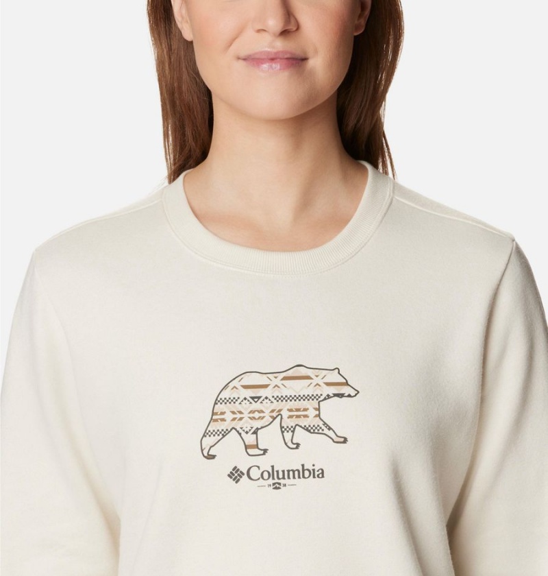 Columbia Hart Mountain II Graphic Crew Women's Pullover White | GQCNDF-563