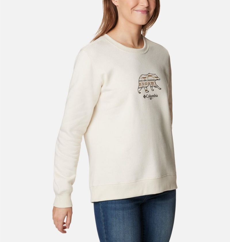 Columbia Hart Mountain II Graphic Crew Women's Pullover White | GQCNDF-563
