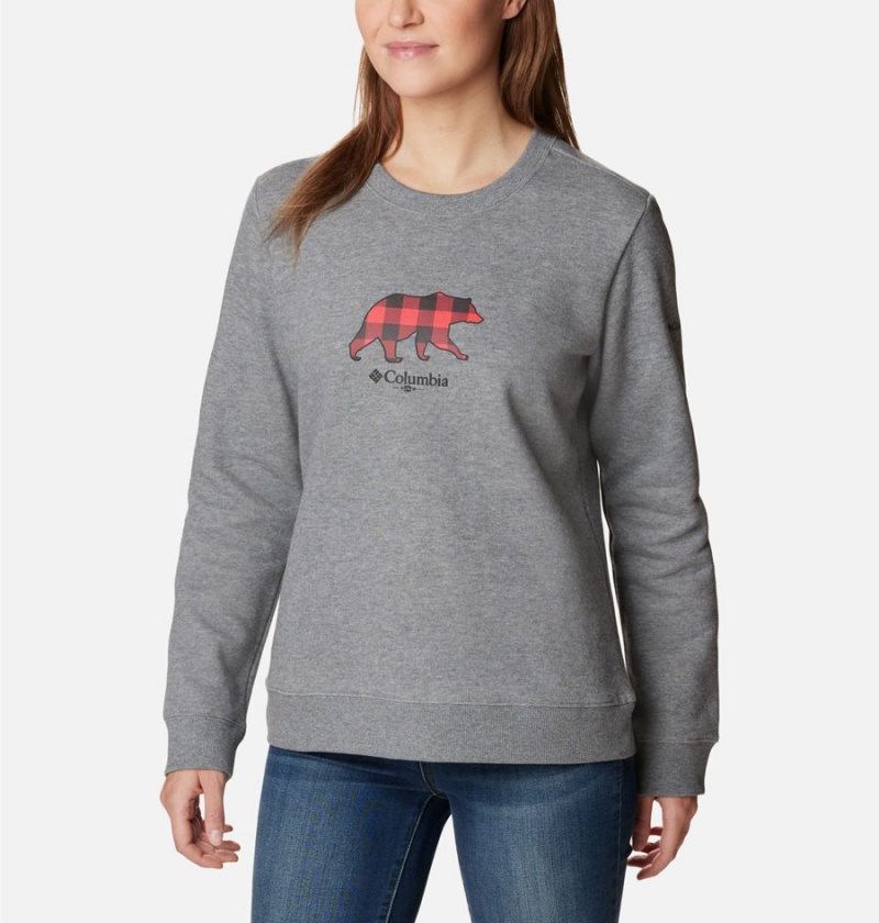 Columbia Hart Mountain II Graphic Crew Women\'s Pullover Grey | EXUZSN-451