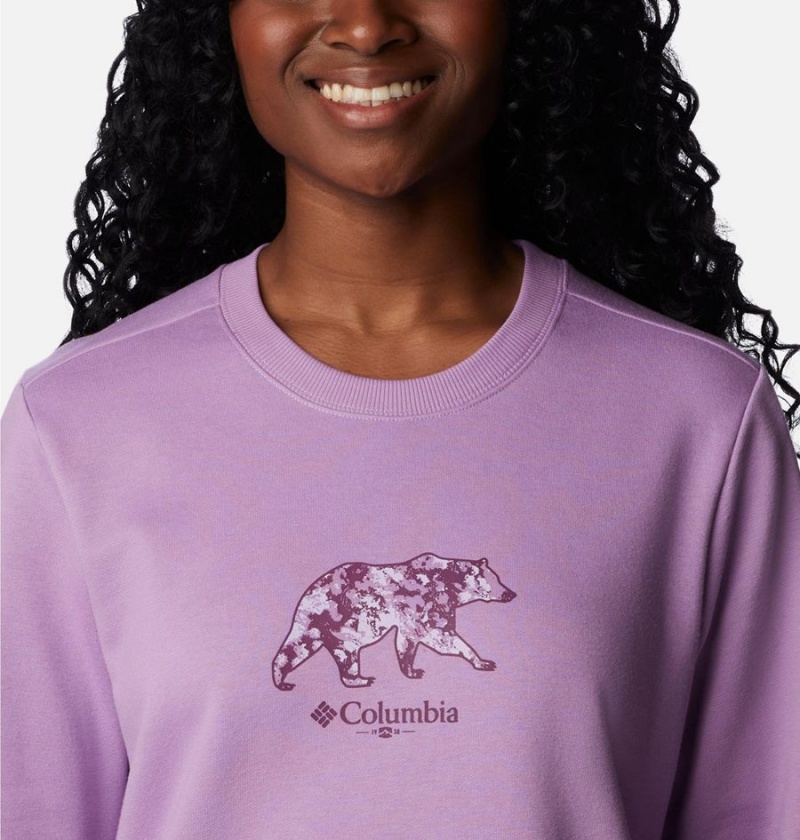 Columbia Hart Mountain II Graphic Crew Women's Pullover Purple | HOABJD-846