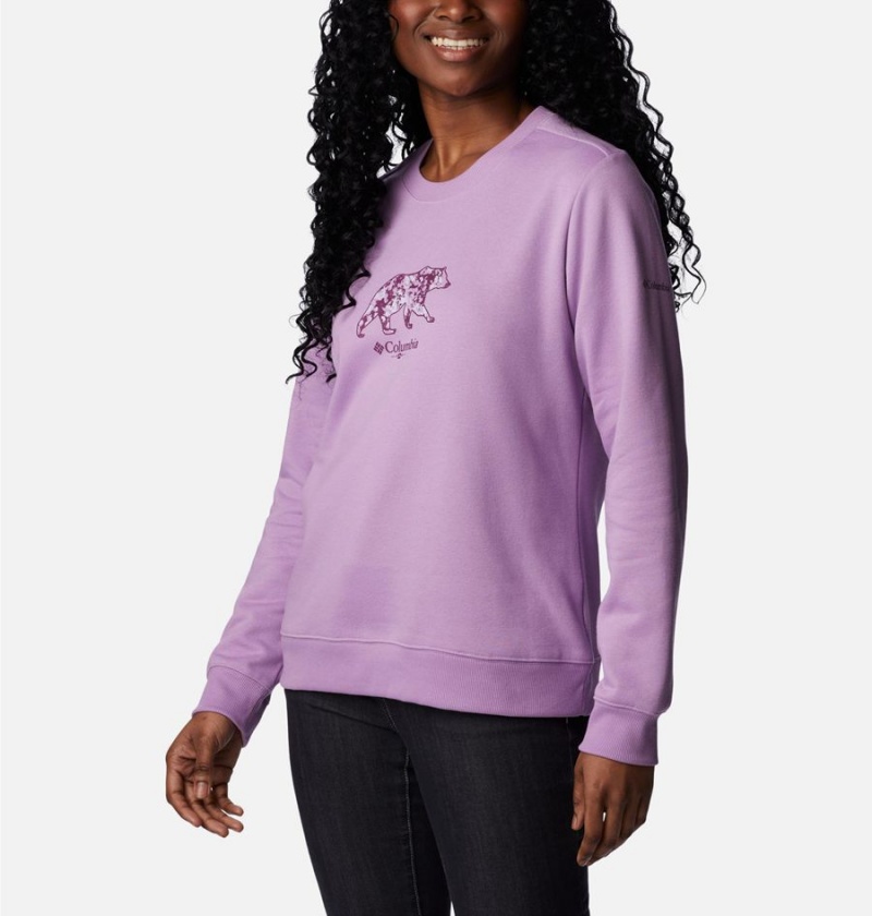 Columbia Hart Mountain II Graphic Crew Women's Pullover Purple | HOABJD-846