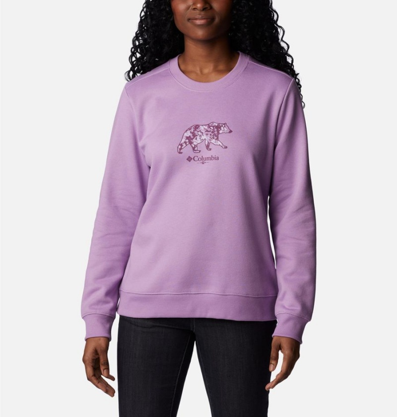 Columbia Hart Mountain II Graphic Crew Women\'s Pullover Purple | HOABJD-846