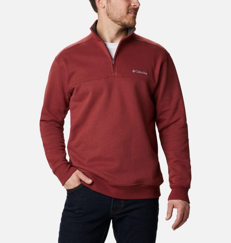 Columbia Hart Mountain II Half Zip Men\'s Sweatshirt Red | WINXJK-084