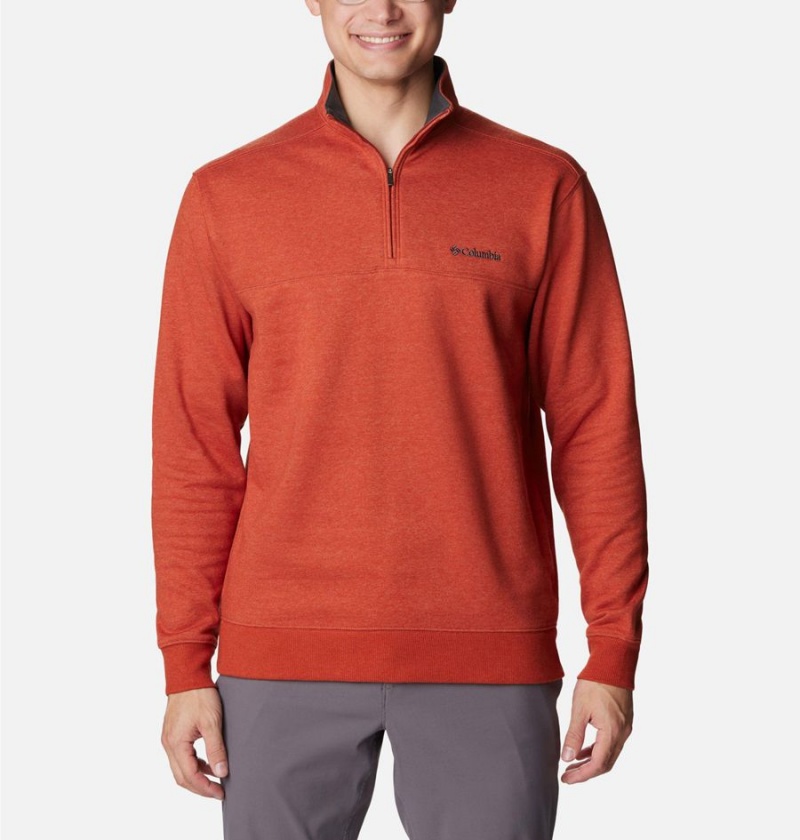 Columbia Hart Mountain II Half Zip Men\'s Sweatshirt Red | FCLUTJ-608
