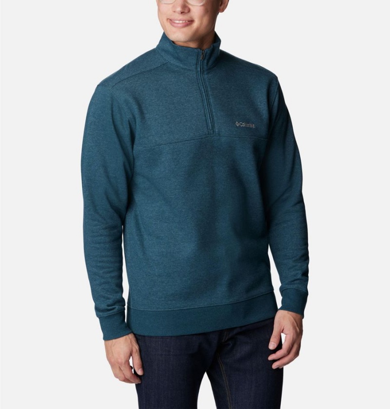 Columbia Hart Mountain II Half Zip Men's Sweatshirt Blue | NABMZI-186
