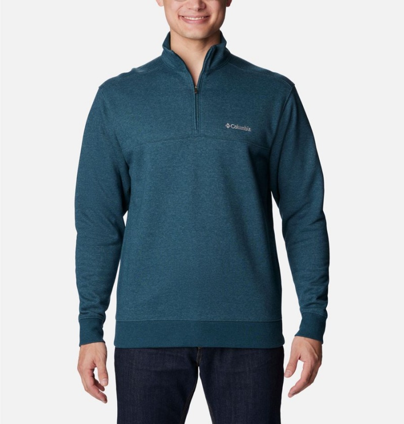 Columbia Hart Mountain II Half Zip Men\'s Sweatshirt Blue | NABMZI-186
