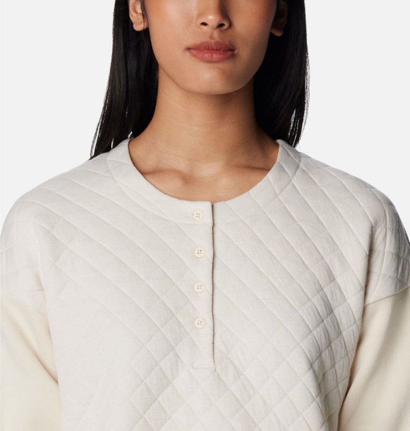 Columbia Hart Mountain Quilted Crew Women's Pullover White | YCWNTV-461