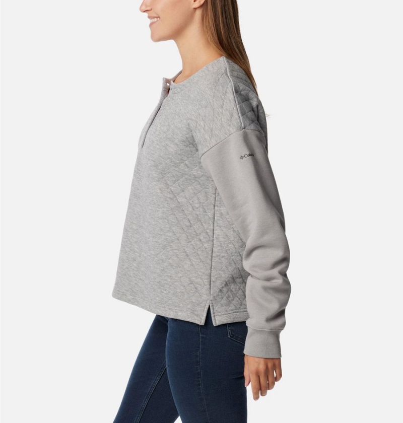 Columbia Hart Mountain Quilted Crew Women's Pullover Grey | PRLQIN-814