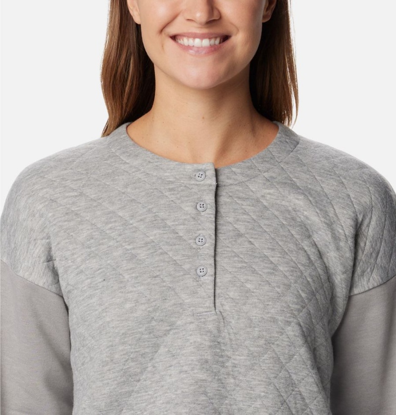 Columbia Hart Mountain Quilted Crew Women's Pullover Grey | PRLQIN-814