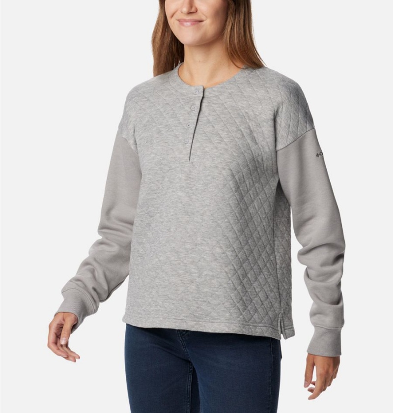 Columbia Hart Mountain Quilted Crew Women's Pullover Grey | PRLQIN-814
