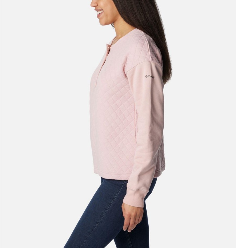 Columbia Hart Mountain Quilted Crew Women's Pullover Pink | ZFWLAH-269