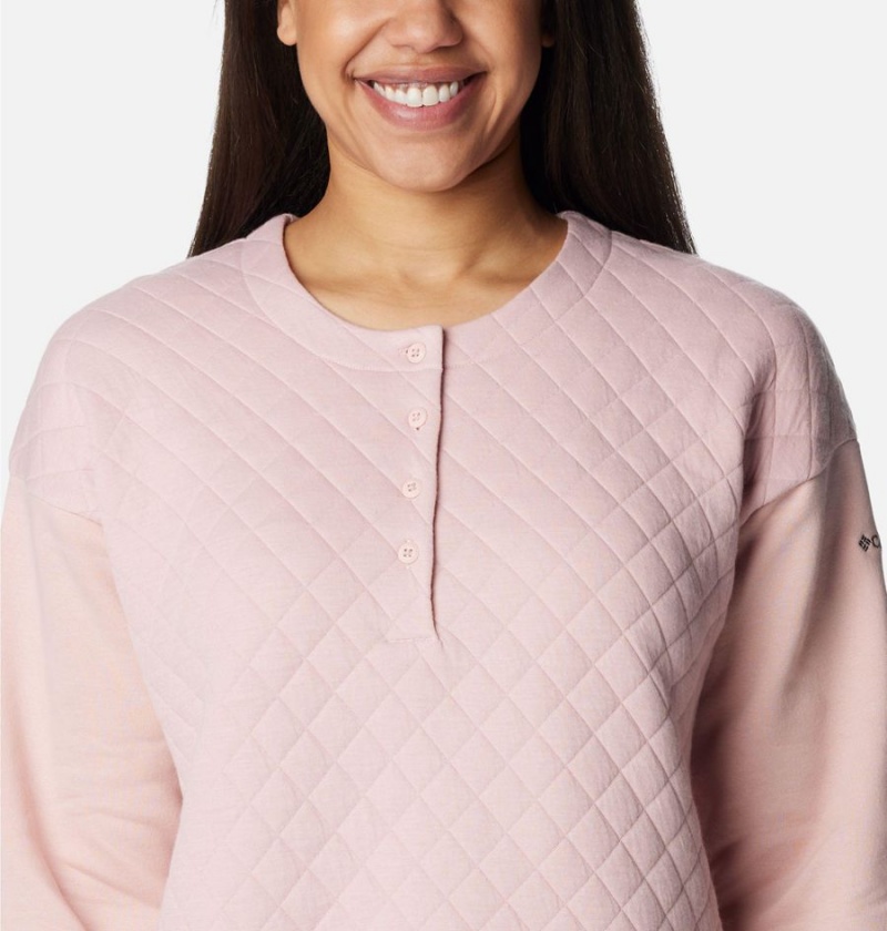 Columbia Hart Mountain Quilted Crew Women's Pullover Pink | ZFWLAH-269