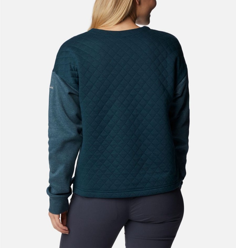 Columbia Hart Mountain Quilted Crew Women's Pullover Turquoise | RLBAIE-548