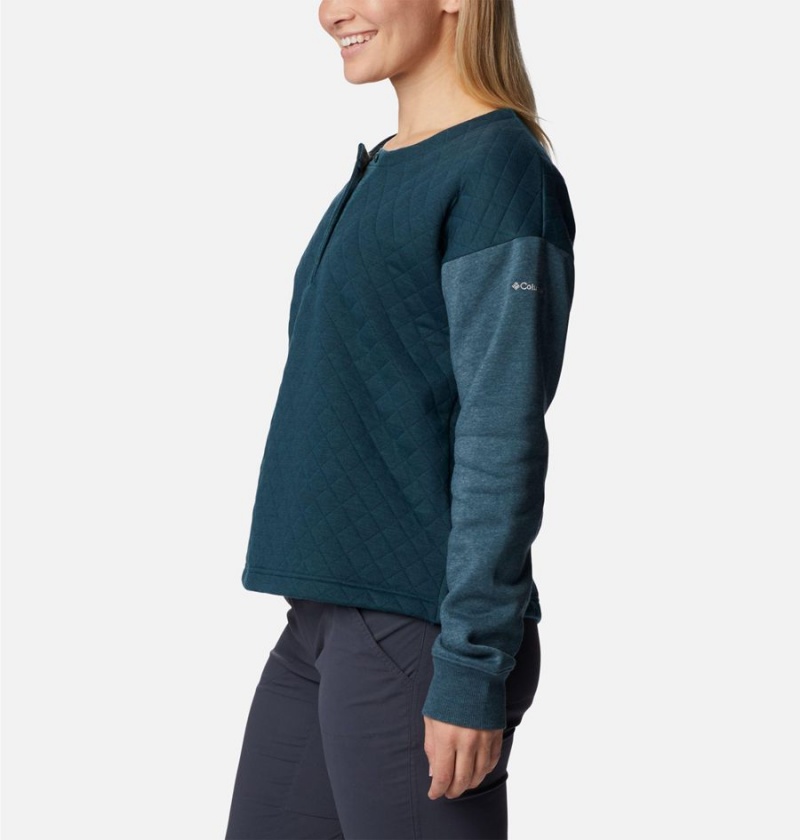 Columbia Hart Mountain Quilted Crew Women's Pullover Turquoise | RLBAIE-548