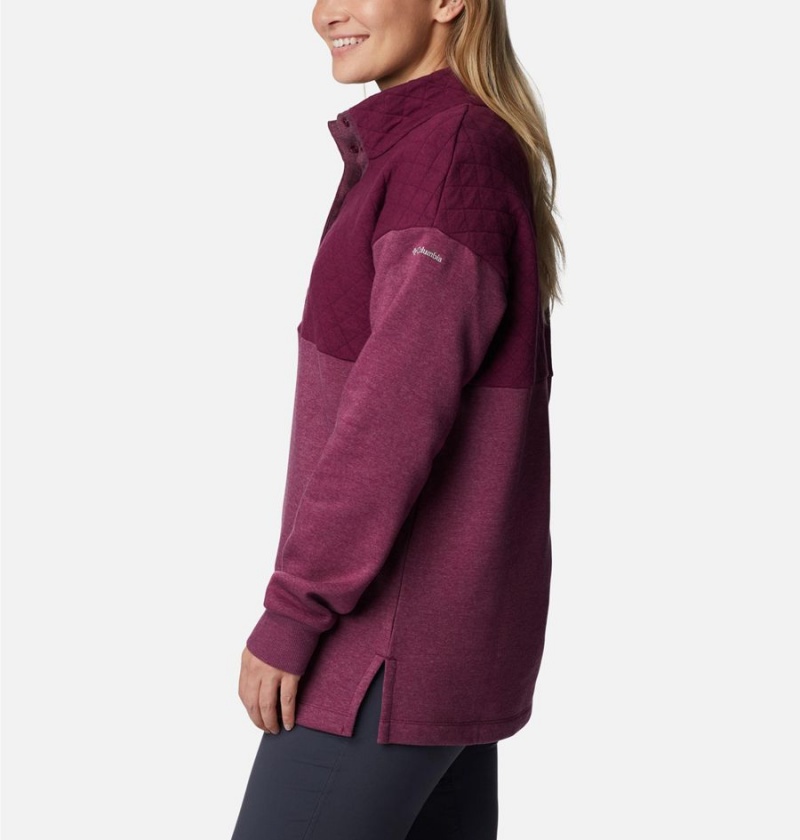 Columbia Hart Mountain Quilted Half Snap Women's Pullover Coral | SJYQBG-152
