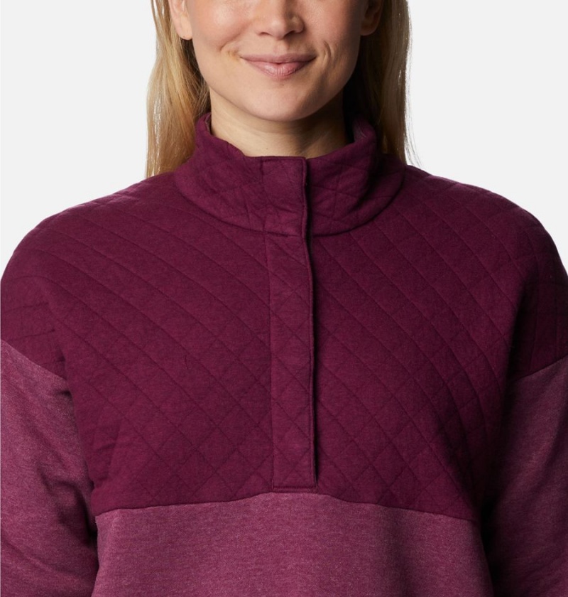 Columbia Hart Mountain Quilted Half Snap Women's Pullover Coral | SJYQBG-152