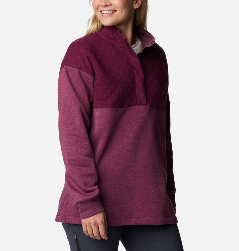 Columbia Hart Mountain Quilted Half Snap Women's Pullover Coral | SJYQBG-152