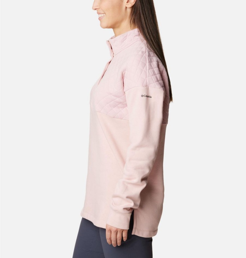 Columbia Hart Mountain Quilted Half Snap Women's Pullover Pink | FRWPAH-604