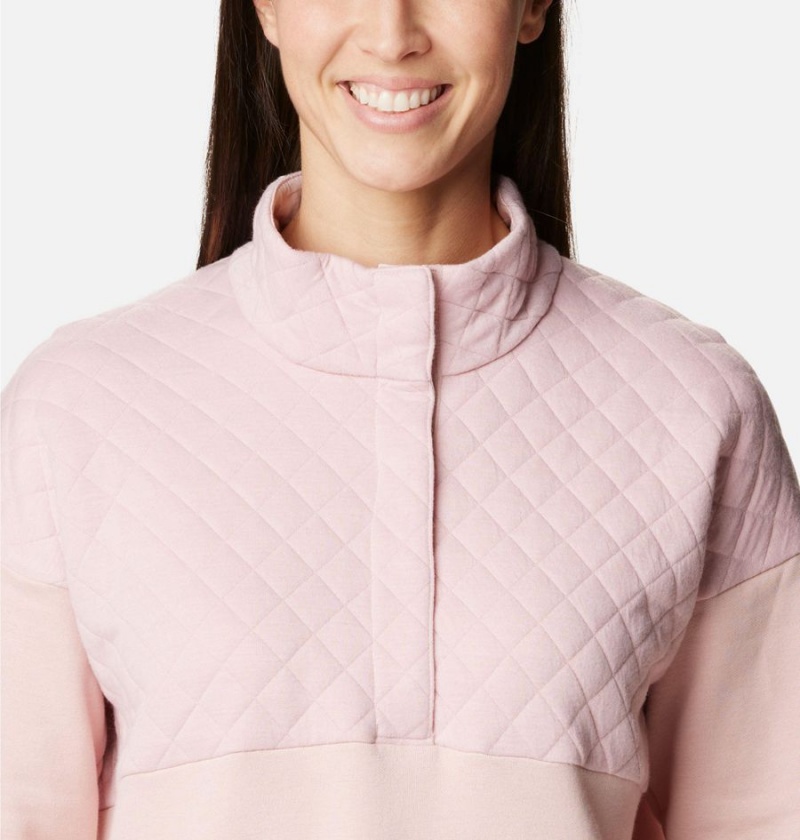 Columbia Hart Mountain Quilted Half Snap Women's Pullover Pink | FRWPAH-604