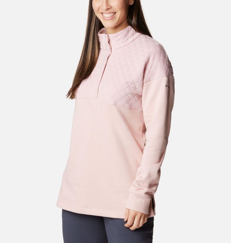 Columbia Hart Mountain Quilted Half Snap Women's Pullover Pink | FRWPAH-604