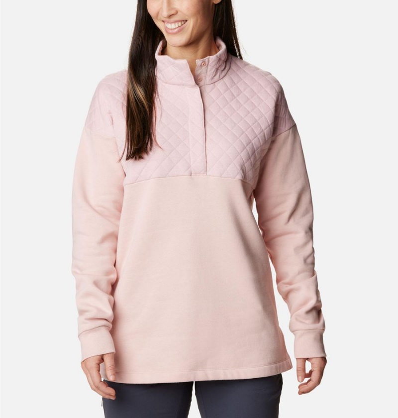 Columbia Hart Mountain Quilted Half Snap Women\'s Pullover Pink | FRWPAH-604