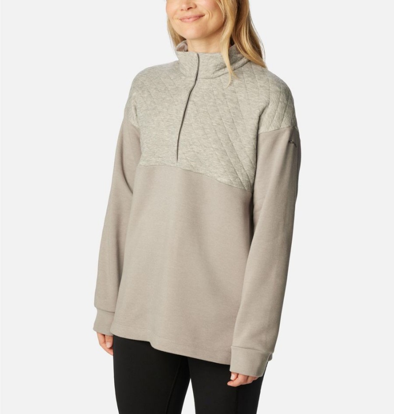 Columbia Hart Mountain Quilted Half Snap Women's Pullover Grey | HMZEYT-256